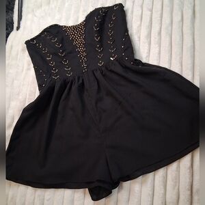 Aqua Black and Gold Embellished Bubble Jumpsuit